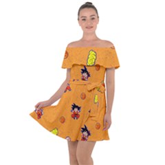 Dragonball Off Shoulder Velour Dress