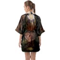 Awesome Wolf In The Darkness Of The Night Half Sleeve Satin Kimono  View2