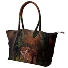 Awesome Wolf In The Darkness Of The Night Canvas Shoulder Bag by FantasyWorld7