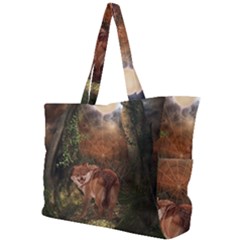 Awesome Wolf In The Darkness Of The Night Simple Shoulder Bag by FantasyWorld7