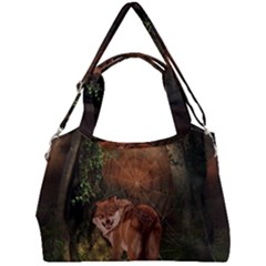 Awesome Wolf In The Darkness Of The Night Double Compartment Shoulder Bag by FantasyWorld7