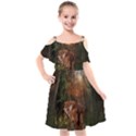 Awesome Wolf In The Darkness Of The Night Kids  Cut Out Shoulders Chiffon Dress View1