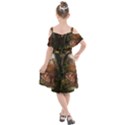 Awesome Wolf In The Darkness Of The Night Kids  Cut Out Shoulders Chiffon Dress View2