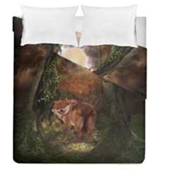 Awesome Wolf In The Darkness Of The Night Duvet Cover Double Side (queen Size)