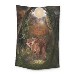 Awesome Wolf In The Darkness Of The Night Small Tapestry by FantasyWorld7