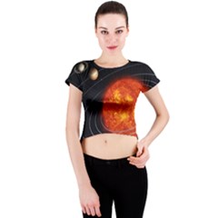 Solar System Planet Planetary System Crew Neck Crop Top by Sudhe