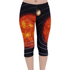 Solar System Planet Planetary System Velvet Capri Leggings 