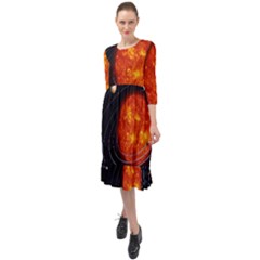 Solar System Planet Planetary System Ruffle End Midi Chiffon Dress