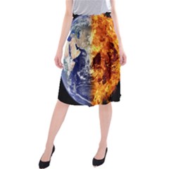 Earth World Globe Universe Space Midi Beach Skirt by Sudhe