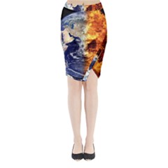 Earth World Globe Universe Space Midi Wrap Pencil Skirt by Sudhe