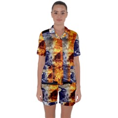 Earth World Globe Universe Space Satin Short Sleeve Pyjamas Set by Sudhe