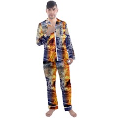 Earth World Globe Universe Space Men s Satin Pajamas Long Pants Set by Sudhe