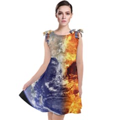 Earth World Globe Universe Space Tie Up Tunic Dress by Sudhe