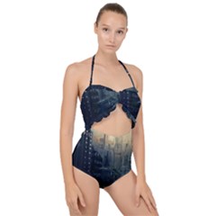 Apocalypse Post Apocalyptic Scallop Top Cut Out Swimsuit by Sudhe