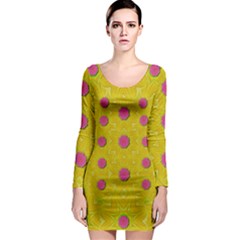 Bloom On In  The Sunshine Decorative Long Sleeve Bodycon Dress