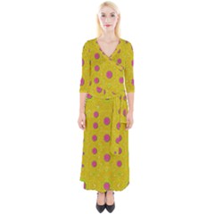 Bloom On In  The Sunshine Decorative Quarter Sleeve Wrap Maxi Dress by pepitasart