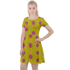 Bloom On In  The Sunshine Decorative Cap Sleeve Velour Dress 