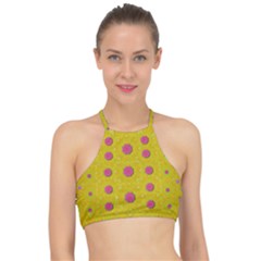 Bloom On In  The Sunshine Decorative Racer Front Bikini Top by pepitasart