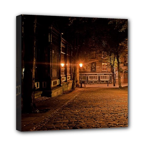 City Night Dark Architecture Lamps Mini Canvas 8  X 8  (stretched) by Sudhe