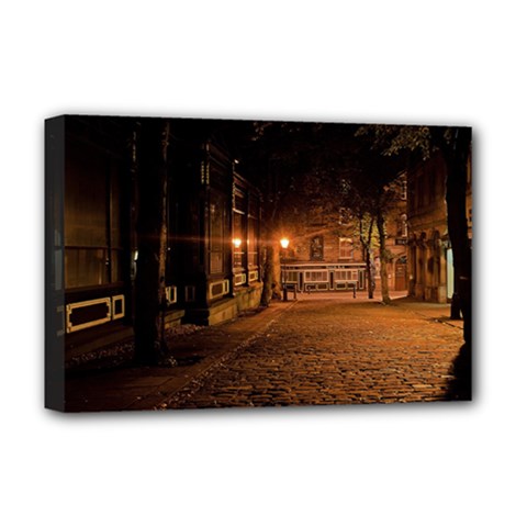 City Night Dark Architecture Lamps Deluxe Canvas 18  X 12  (stretched) by Sudhe