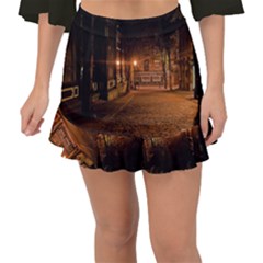 City Night Dark Architecture Lamps Fishtail Mini Chiffon Skirt by Sudhe