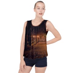 City Night Dark Architecture Lamps Bubble Hem Chiffon Tank Top by Sudhe