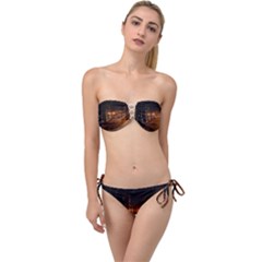 City Night Dark Architecture Lamps Twist Bandeau Bikini Set by Sudhe