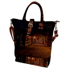 City Night Dark Architecture Lamps Buckle Top Tote Bag by Sudhe