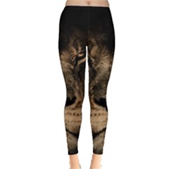 African Lion Wildcat Mane Closeup Leggings  by Sudhe