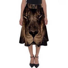 African Lion Wildcat Mane Closeup Perfect Length Midi Skirt by Sudhe