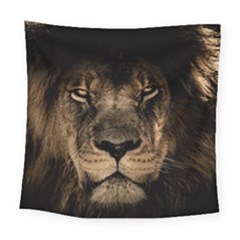 African Lion Wildcat Mane Closeup Square Tapestry (large) by Sudhe