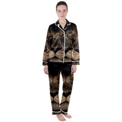 African Lion Wildcat Mane Closeup Satin Long Sleeve Pyjamas Set by Sudhe