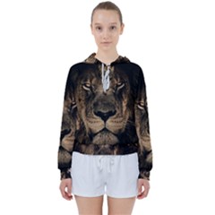 African Lion Wildcat Mane Closeup Women s Tie Up Sweat by Sudhe