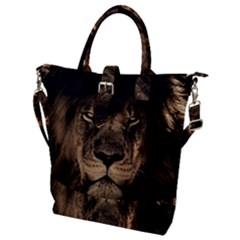 African Lion Wildcat Mane Closeup Buckle Top Tote Bag by Sudhe