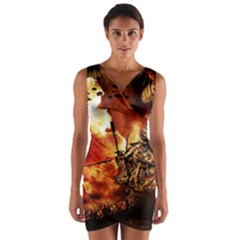 War Venue War Apocalypse Wrap Front Bodycon Dress by Sudhe