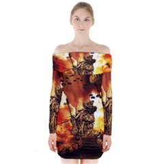 War Venue War Apocalypse Long Sleeve Off Shoulder Dress