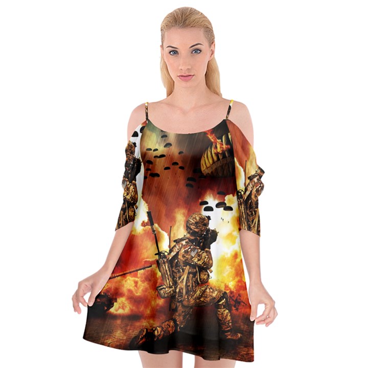 War Venue War Apocalypse Cutout Spaghetti Strap Chiffon Dress