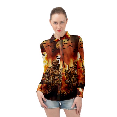 War Venue War Apocalypse Long Sleeve Chiffon Shirt by Sudhe