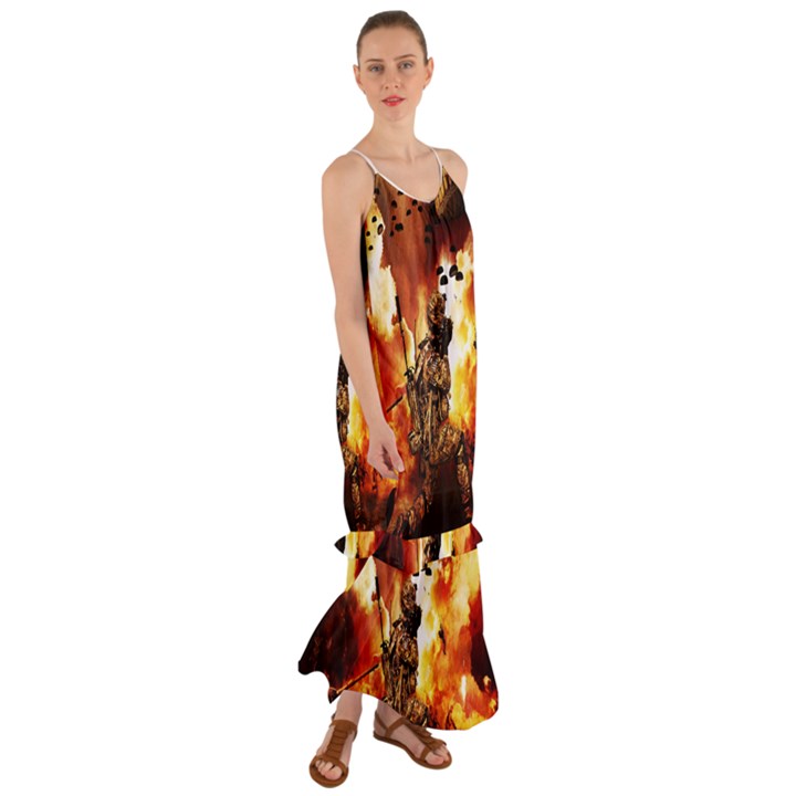 War Venue War Apocalypse Cami Maxi Ruffle Chiffon Dress