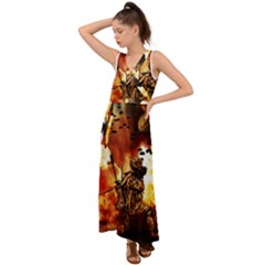 War Venue War Apocalypse V-neck Chiffon Maxi Dress by Sudhe