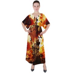 War Venue War Apocalypse V-neck Boho Style Maxi Dress