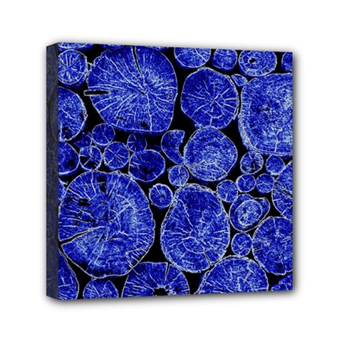 Neon Abstract Cobalt Blue Wood Mini Canvas 6  X 6  (stretched) by Bajindul