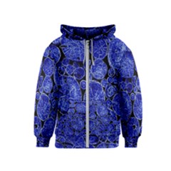 Neon Abstract Cobalt Blue Wood Kids  Zipper Hoodie by Bajindul