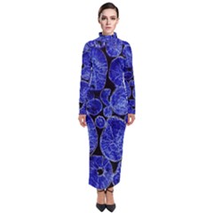 Neon Abstract Cobalt Blue Wood Turtleneck Maxi Dress by Bajindul