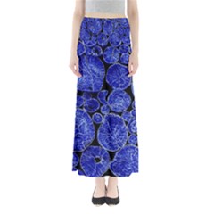 Neon Abstract Cobalt Blue Wood Full Length Maxi Skirt