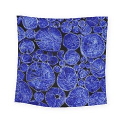 Neon Abstract Cobalt Blue Wood Square Tapestry (small) by Bajindul