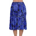 Neon Abstract Cobalt Blue Wood Velvet Flared Midi Skirt View2