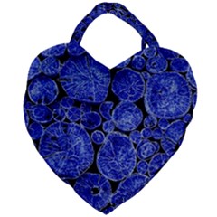 Neon Abstract Cobalt Blue Wood Giant Heart Shaped Tote by Bajindul