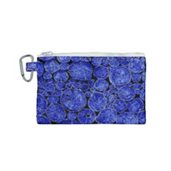 Neon Abstract Cobalt Blue Wood Canvas Cosmetic Bag (small) by Bajindul