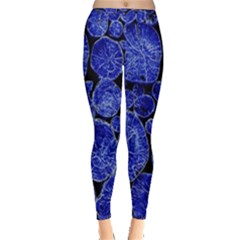 Neon Abstract Cobalt Blue Wood Inside Out Leggings by Bajindul